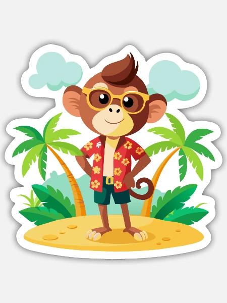Jungle Junior: Verspieltes Affenabenteuer - Sticker Größe S (10 x 10 cm) - Mattweiß