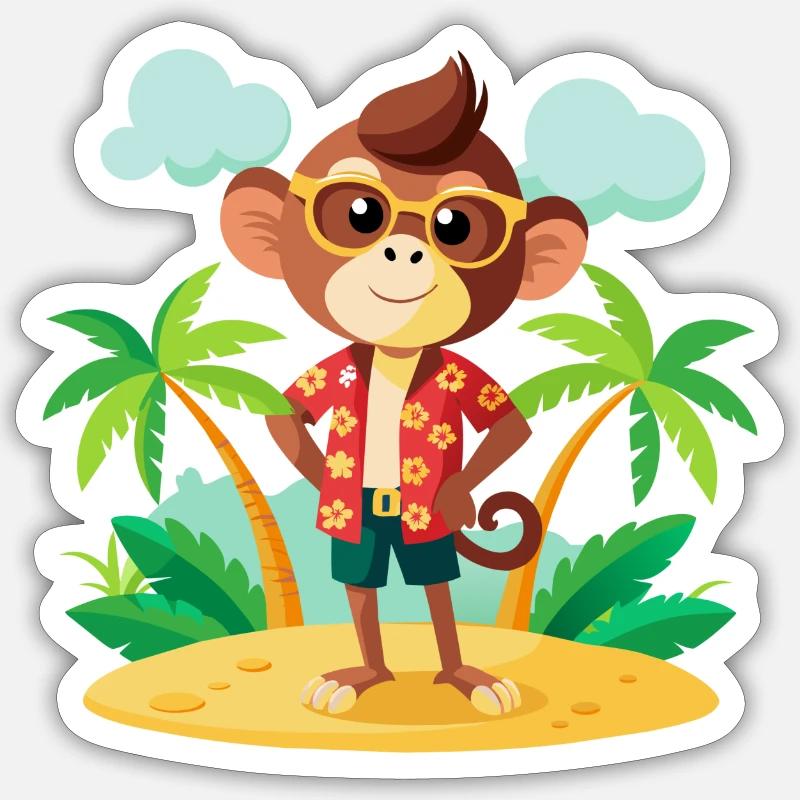 Jungle Junior: Verspieltes Affenabenteuer - Sticker Größe S (10 x 10 cm) - Mattweiß
