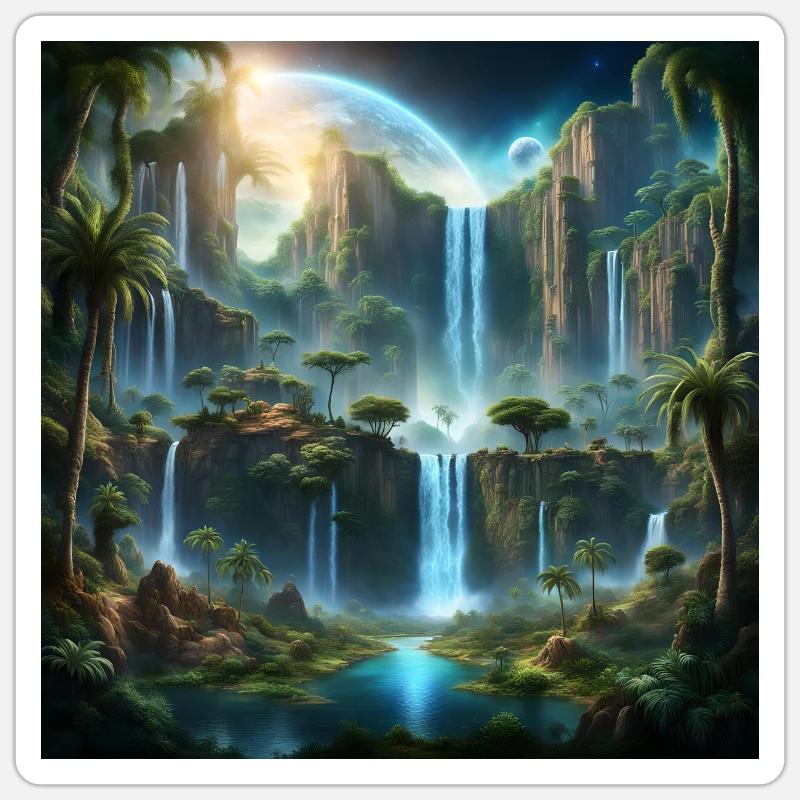 Future Paradise - Sticker Größe S (10 x 10 cm) - Mattweiß