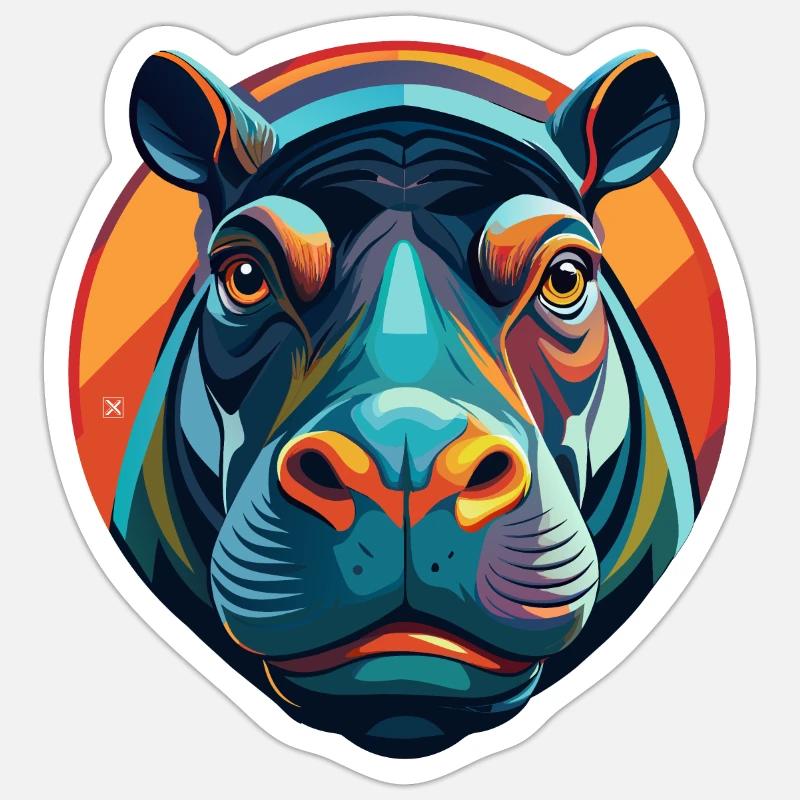Nilpferd Sticker Größe S (10 x 10 cm)