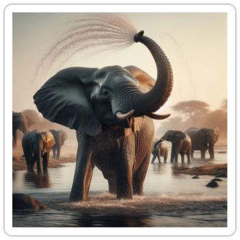 Elefanten im Dschungel - Sticker Größe S (10 x 10 cm) - Mattweiß - Vorne