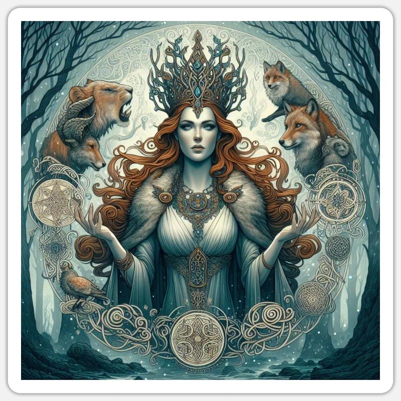 Celtic Goddess - Sticker size S (10 x 10 cm) - white matte