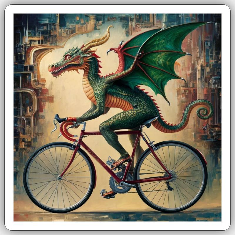 Ein surreales Gemälde eines mythischen Drachen - Sticker Größe S (10 x 10 cm) - Mattweiß