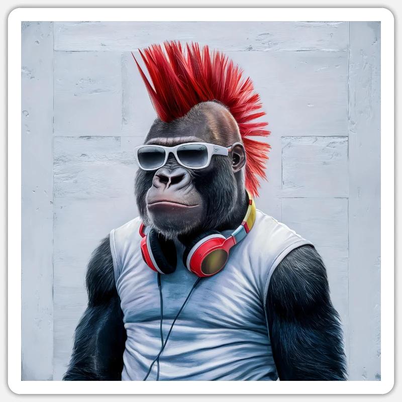Monkey with mohawk Sticker size S (10 x 10 cm)