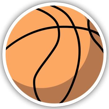 Basket-ball - Sticker taille S (10 x 10 cm) - blanc mat - Devant