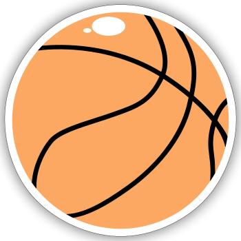 Basket-ball - Sticker taille S (10 x 10 cm) - blanc mat - Devant