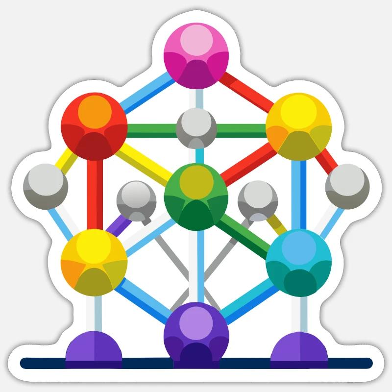 Atomium - Sticker Größe S (10 x 10 cm) - Mattweiß