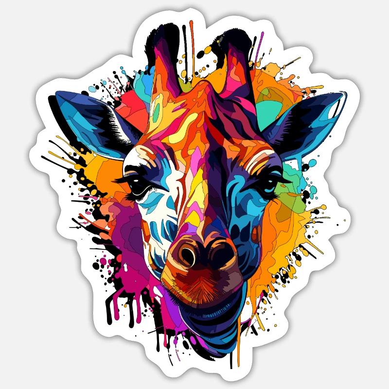 Abstraktes Giraffendesign - Arte Moda - Sticker Größe S (10 x 10 cm) - Mattweiß