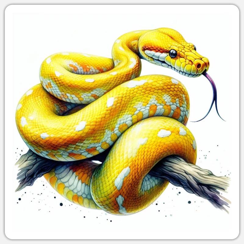 Python jaune Sticker taille S (10 x 10 cm)