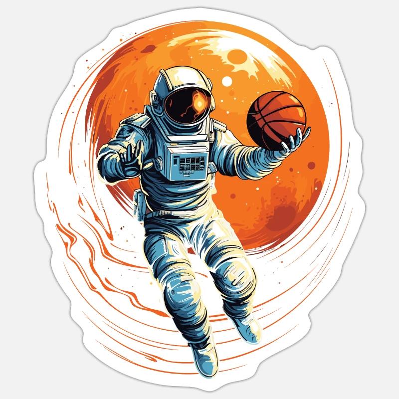 Astronaute basketteur dans l’espace, illustration de bande dessinée Sticker taille S (10 x 10 cm)