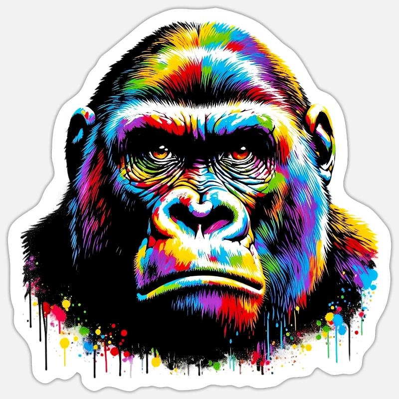 Gorilla - Sticker Größe S (10 x 10 cm) - Mattweiß
