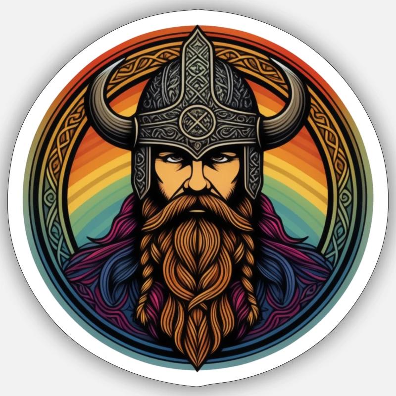 Guerriers vikings - Sticker taille S (10 x 10 cm) - blanc mat