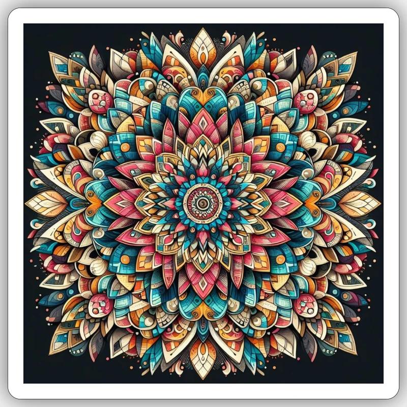 Conception de Mandala Yoga - Sticker taille S (10 x 10 cm) - blanc mat