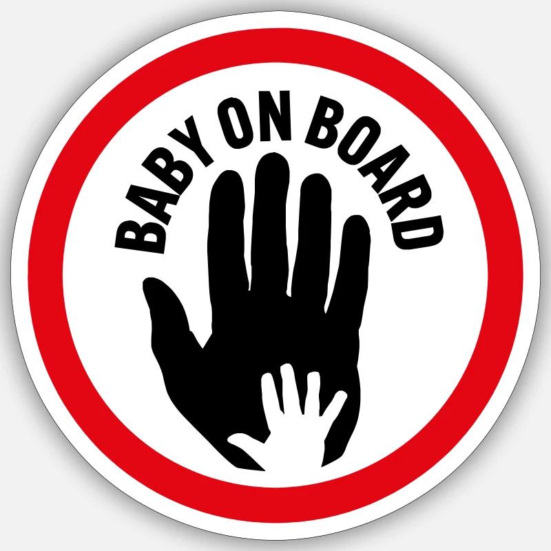 Bébé à bord main dans la main Sticker taille S (10 x 10 cm)