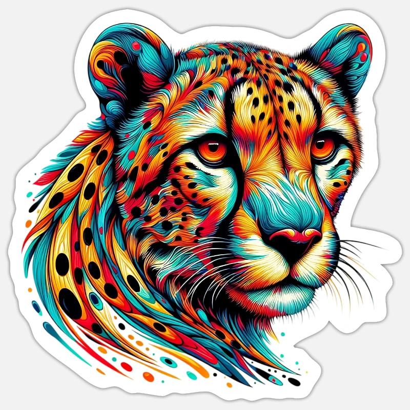 Gepard - Sticker Größe S (10 x 10 cm) - Mattweiß