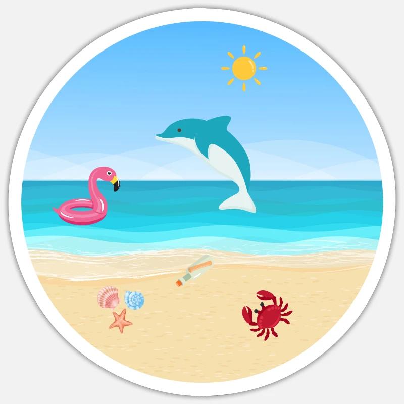 Conception de plage - Sticker taille S (10 x 10 cm) - blanc mat