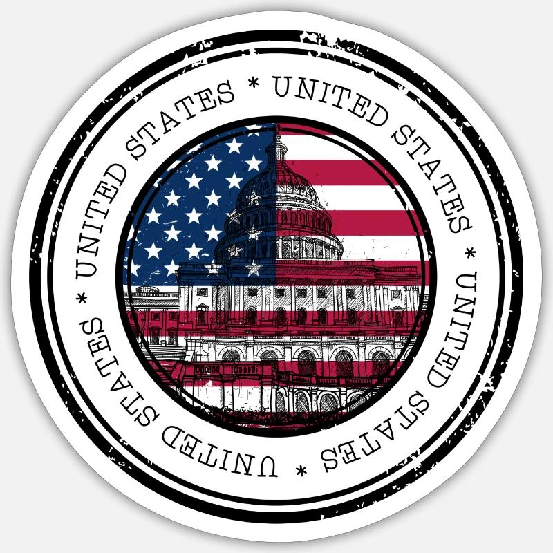 Drapeau du Capitole Cercle Emblème - Sticker taille S (10 x 10 cm) - blanc mat