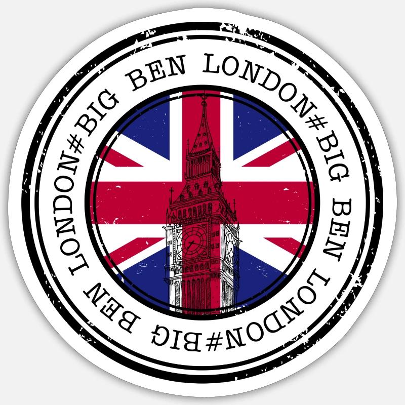 Union Jack Big Ben Stamp Sticker size S (10 x 10 cm)