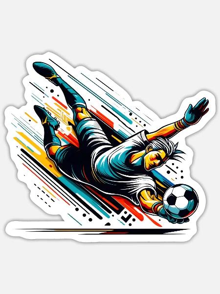 Fußballtorwart in voller Aktion für Fußballer - Sticker Größe S (10 x 10 cm) - Mattweiß