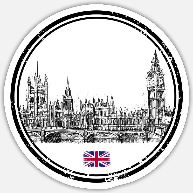Tiny Union Jack Accent on Black Sticker size S (10 x 10 cm)