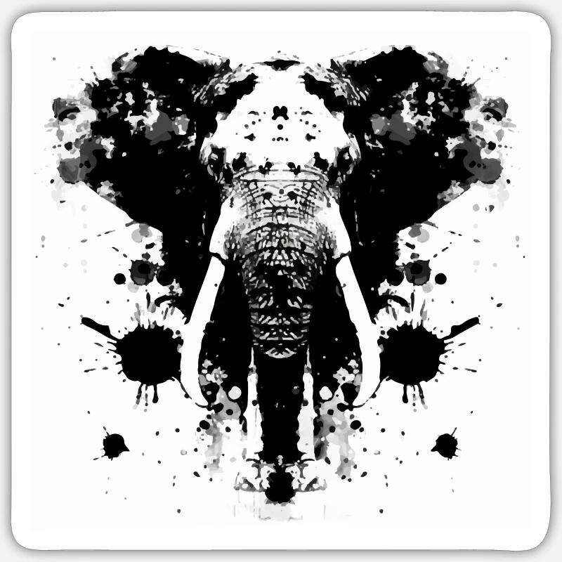 Rorschach Elephant - Sticker size S (10 x 10 cm) - white matte