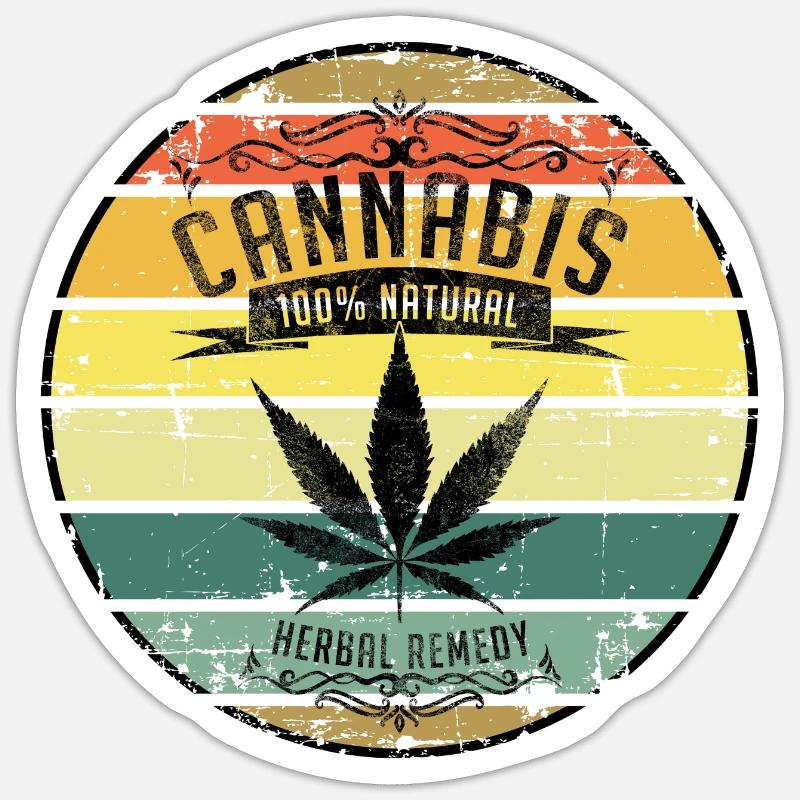 Retro Weed Cannabis Leaf - Sticker size S (10 x 10 cm) - white matte