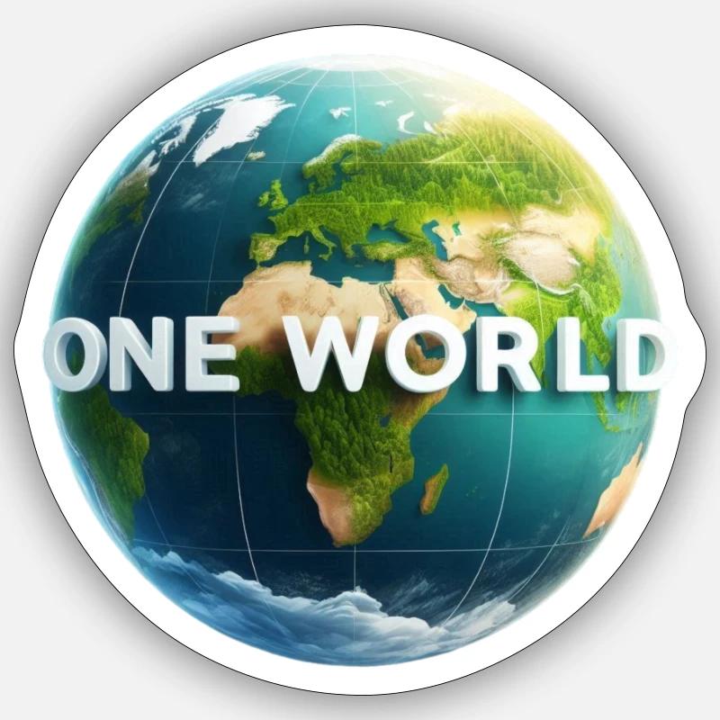 One World 3 - Sticker Größe S (10 x 10 cm) - Mattweiß