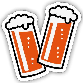 2 Altbiergläser Stoßen An (Bier / Altbier / 3C) - Sticker Größe S (10 x 10 cm) - Mattweiß - Vorne