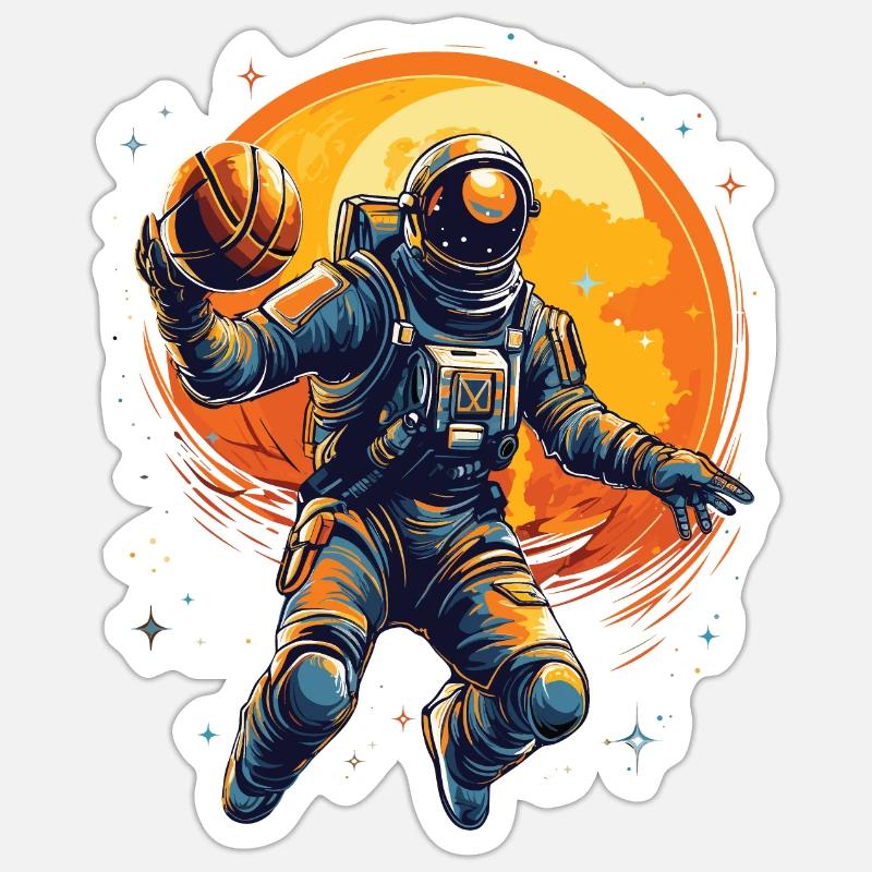 Astronaute basketteur dans l’espace Sticker taille S (10 x 10 cm)