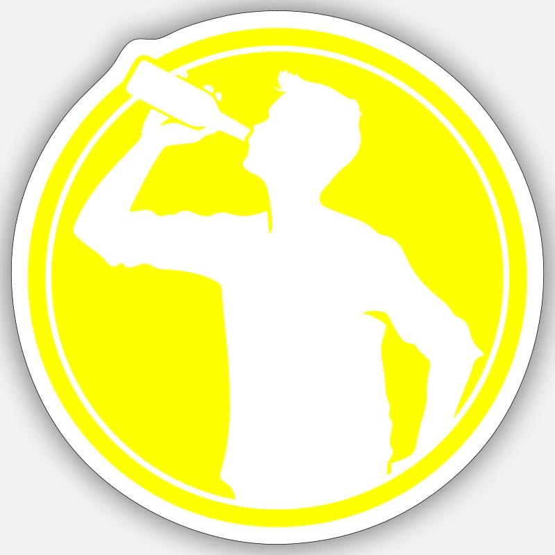 Trinker Bier Silhouette - Sticker Größe S (10 x 10 cm) - Mattweiß