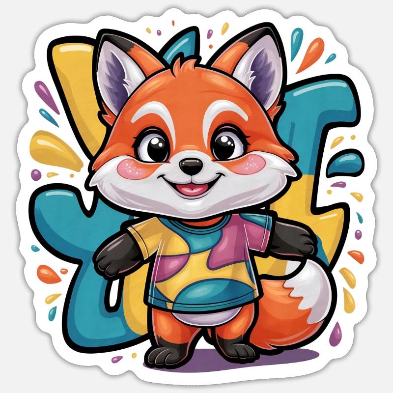 freundlicher Kinderfuchs - Sticker Größe S (10 x 10 cm) - Mattweiß