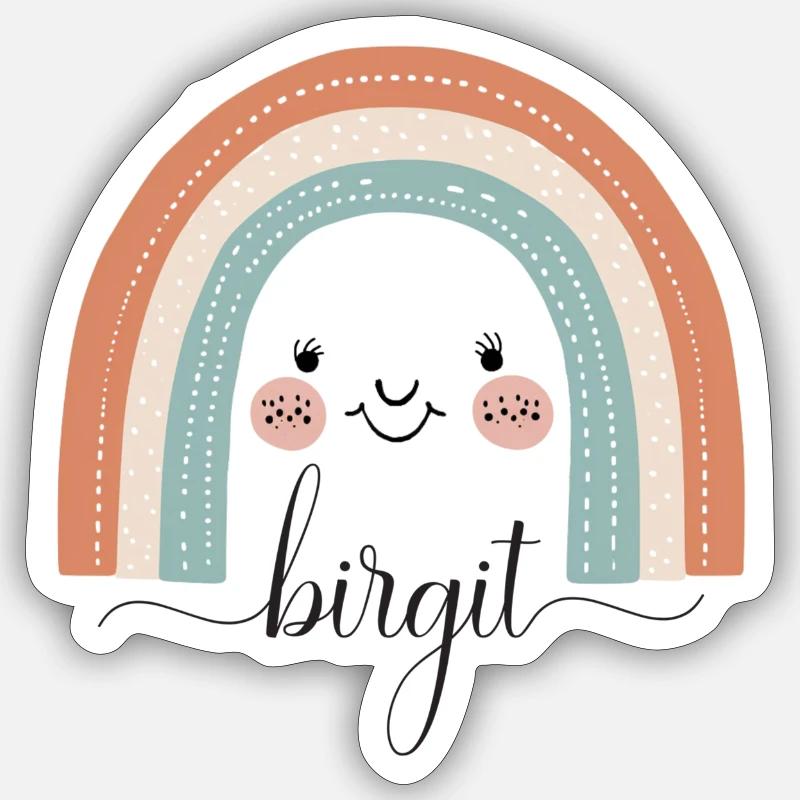 Birgit! Regenbogen, personalisierbar Sticker Größe S (10 x 10 cm)