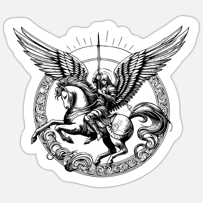 un ange armé d'une épée - Sticker taille S (10 x 10 cm) - blanc mat