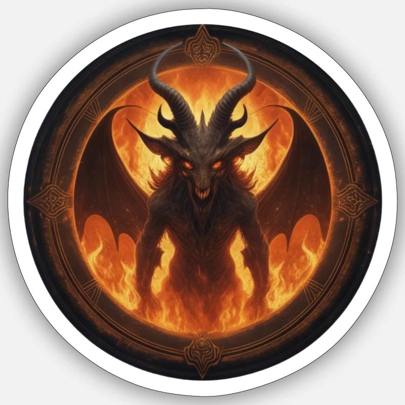 Dämon - Sticker Größe S (10 x 10 cm) - Mattweiß