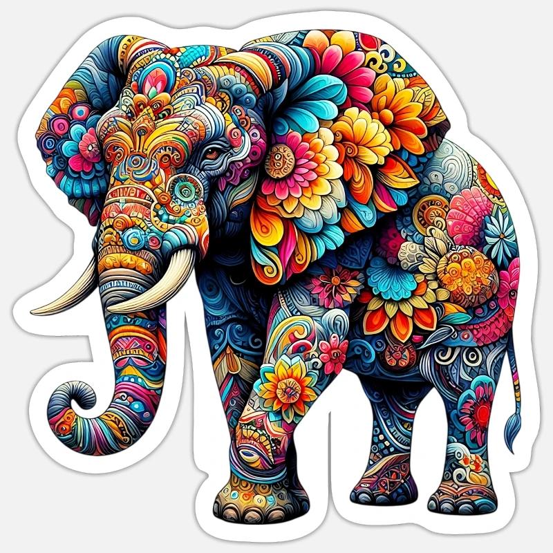 Éléphant - Sticker taille S (10 x 10 cm) - blanc mat