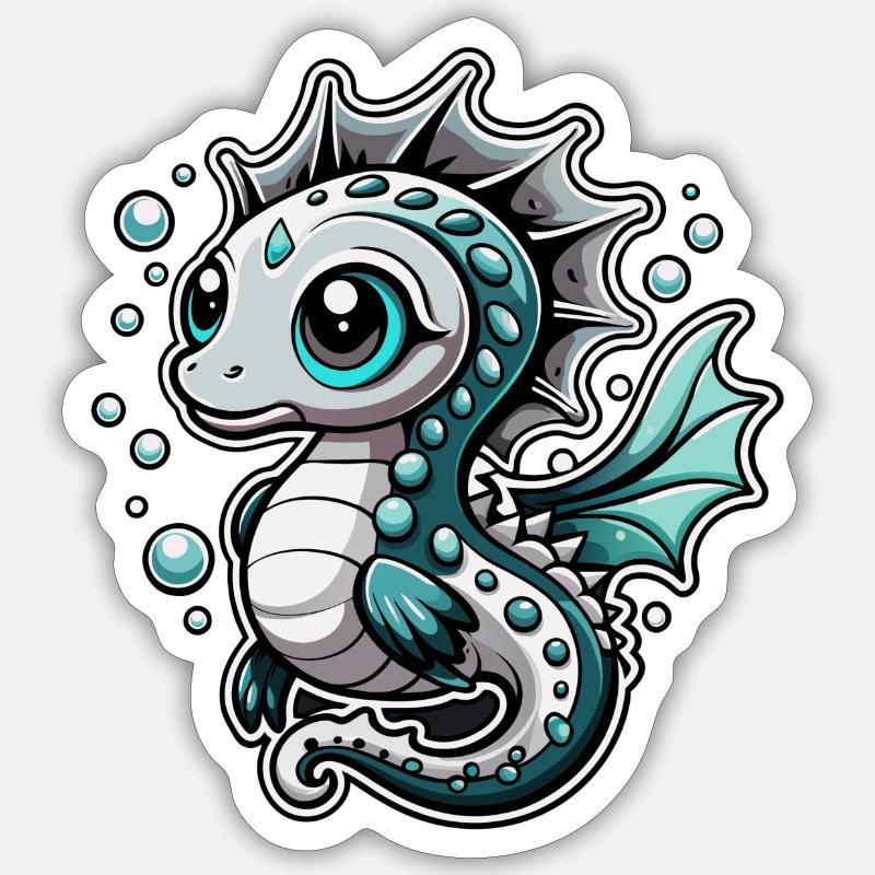 Hippocampe - Sticker taille S (10 x 10 cm) - blanc mat