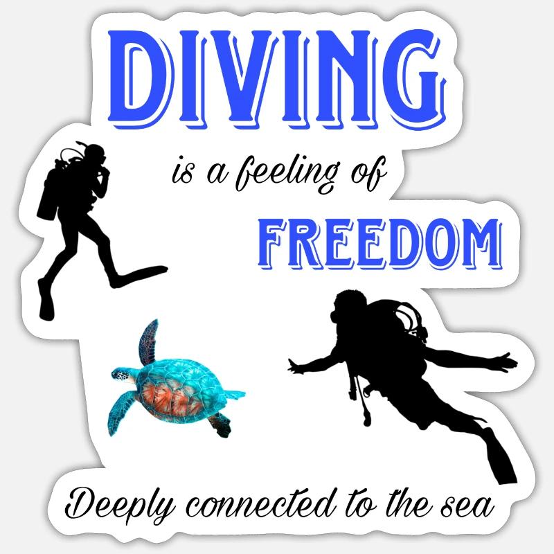 Diving Freedom Turtle - Sticker size S (10 x 10 cm) - white matte