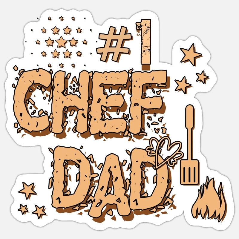 Chef Dad - tshirt - Sticker size S (10 x 10 cm) - white matte