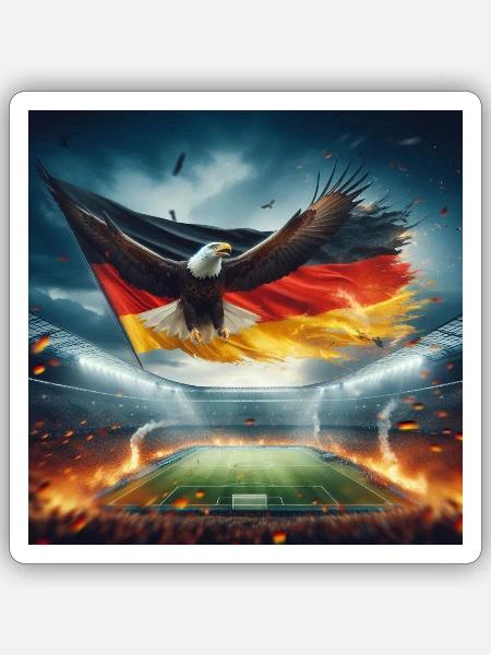 Deutscher Adler im Fußballstadion - Sticker Größe S (10 x 10 cm) - Mattweiß