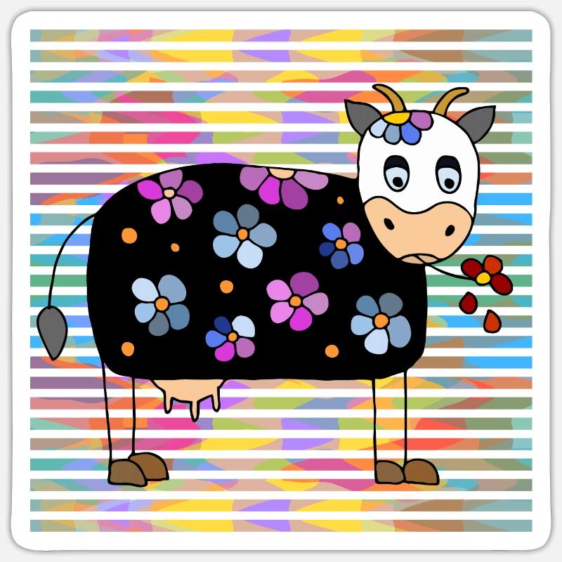 Vache - Sticker taille S (10 x 10 cm) - blanc mat