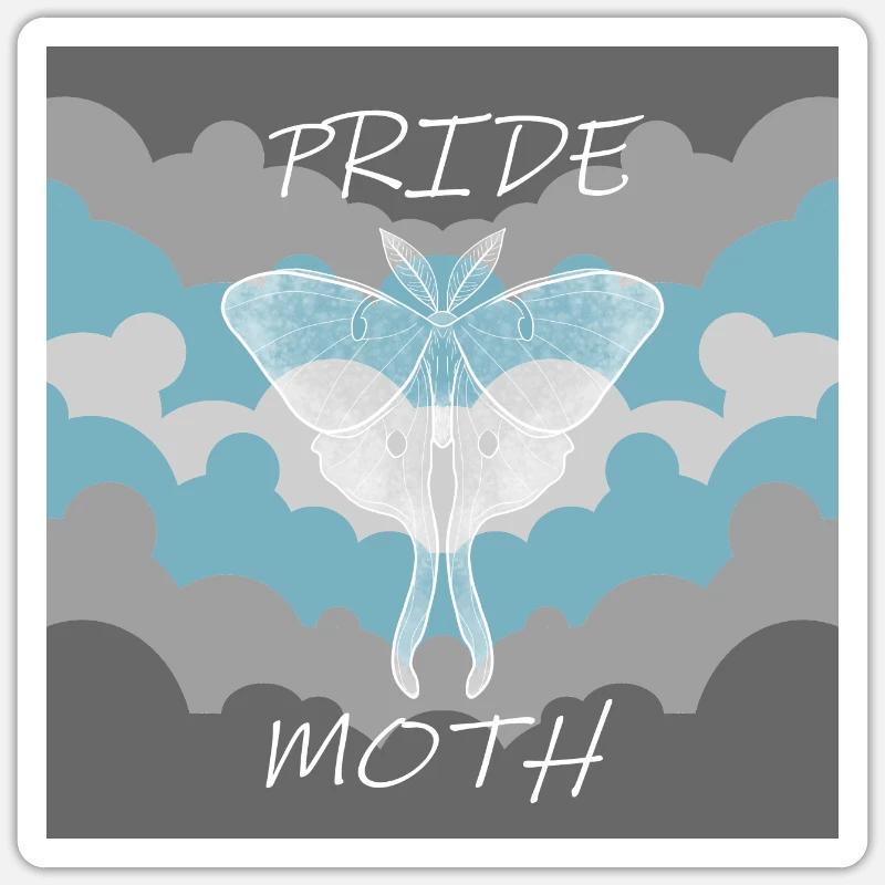 PRIDE MOTH DEMIBOY - Sticker size S (10 x 10 cm) - white matte