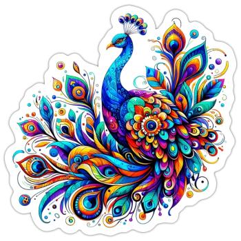 Peacock - Sticker size S (10 x 10 cm) - white matte - Front