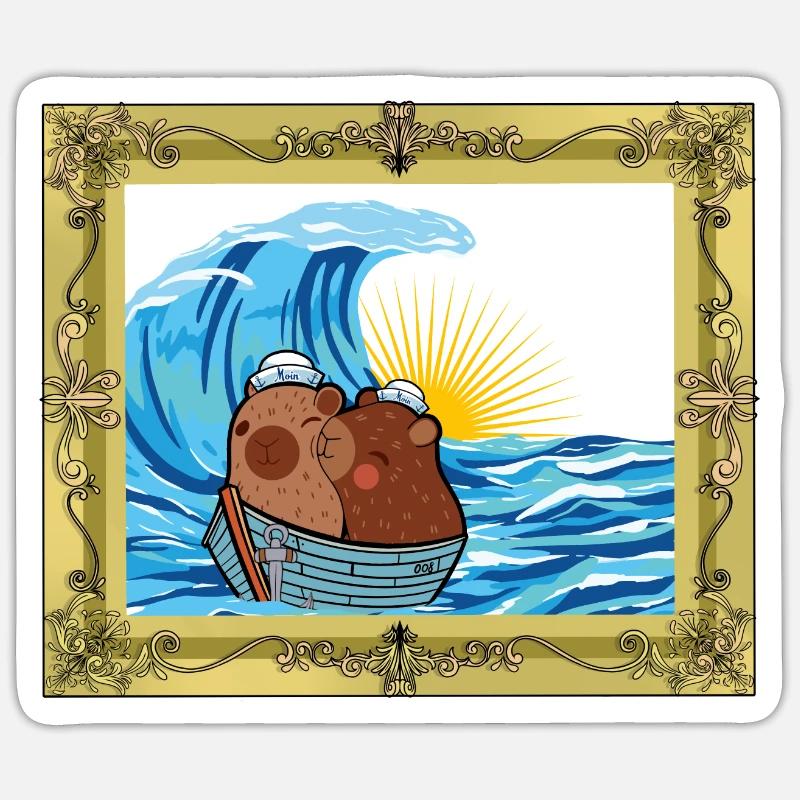 Cochon d’Inde Cochon d’Inde Enfant marin - Sticker taille S (10 x 10 cm) - blanc mat