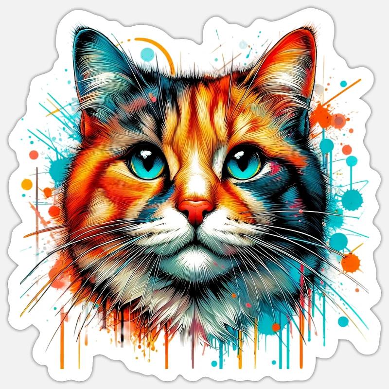 Chat - Sticker taille S (10 x 10 cm) - blanc mat