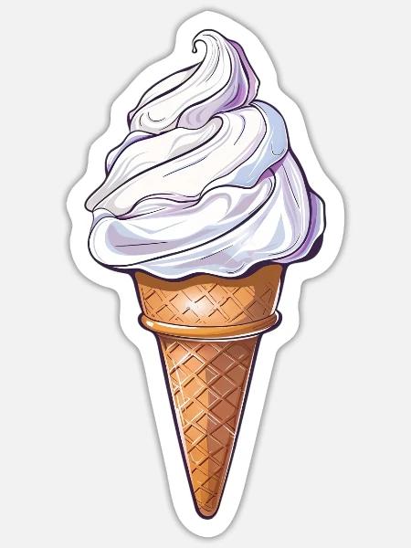 Sommersüße Eistüte Mit Sahnehäubchen - Sticker Größe S (10 x 10 cm) - Mattweiß