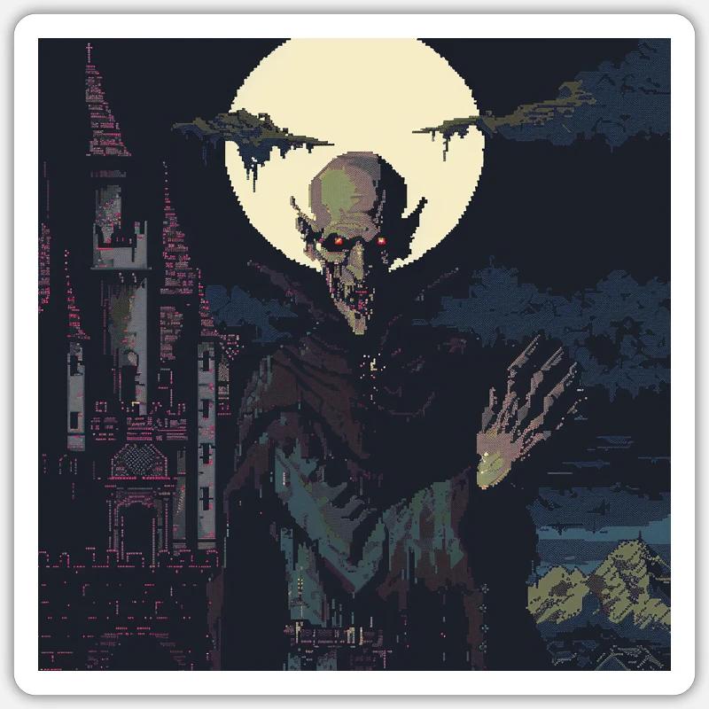 Nosferatu 16 bits - Sticker taille S (10 x 10 cm) - blanc mat