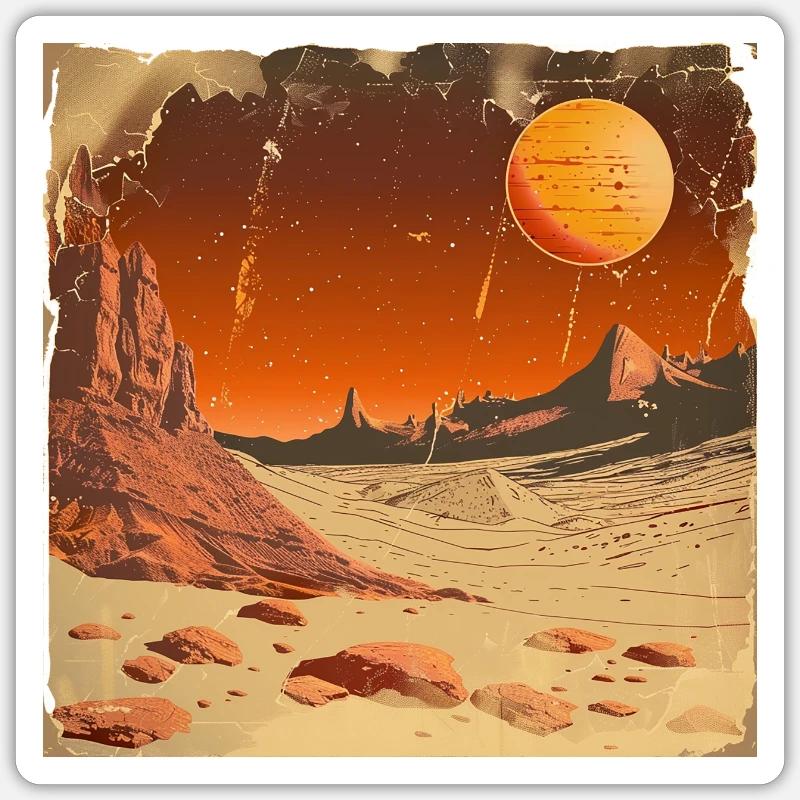 Mars - Sticker taille S (10 x 10 cm) - blanc mat
