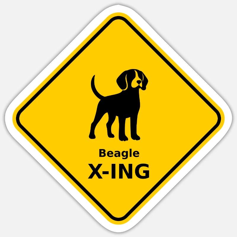 Schild "Beagle X-ING" Sticker Größe S (10 x 10 cm)