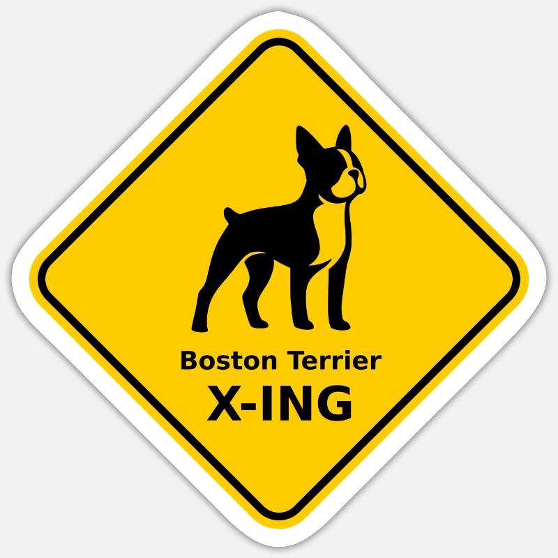 Panneau « Boston Terrier X-ING » - Sticker taille S (10 x 10 cm) - blanc mat
