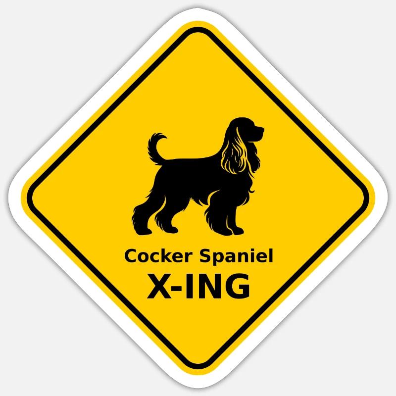 Schild "Cocker Spaniel X-ING" Sticker Größe S (10 x 10 cm)